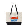 Mom Wow Zippered Canvas Tote — Retro Bold Mom Gift Tote Bag