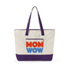 Mom Wow Zippered Canvas Tote — Retro Bold Mom Gift Tote Bag
