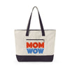Mom Wow Zippered Canvas Tote — Retro Bold Mom Gift Tote Bag
