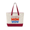 Mom Wow Zippered Canvas Tote — Retro Bold Mom Gift Tote Bag