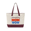 Mom Wow Zippered Canvas Tote — Retro Bold Mom Gift Tote Bag