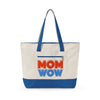 Mom Wow Zippered Canvas Tote — Retro Bold Mom Gift Tote Bag