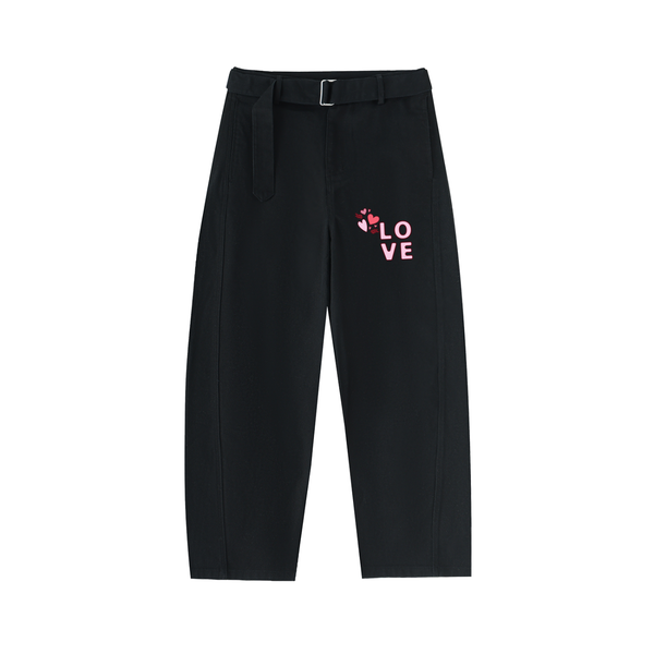 Belted Barrel-leg Chino Pants