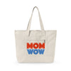 Mom Wow Zippered Canvas Tote — Retro Bold Mom Gift Tote Bag